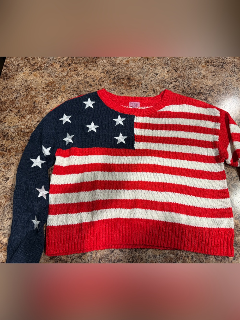 miami Red, White & Navy Star Stripe Crewneck Sweater